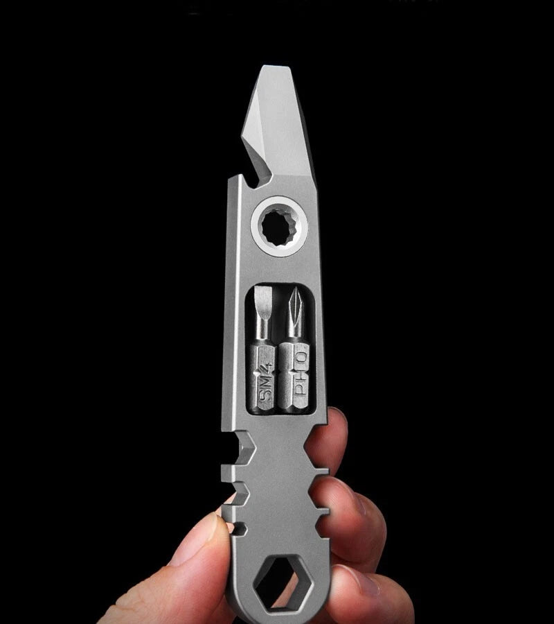 Titanium Alloy Pocket Pry Bar Ratchet Wheel Crowbar Outdoor Multi Tools EDC 07FC0E-D4 - KOEEK