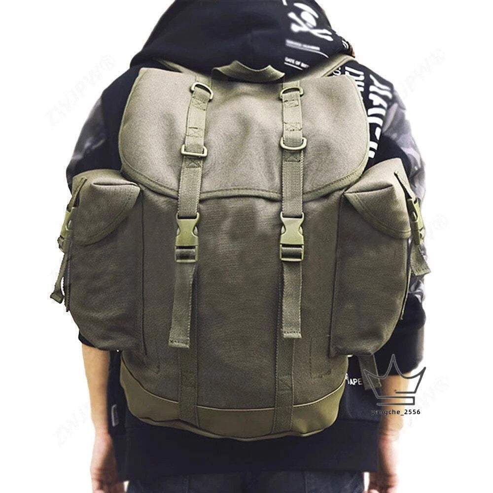 35L German Mountain Backpack Canvas Outdoor Large capacity Green Copy Film Props 07FC0E-D4 - KOEEK