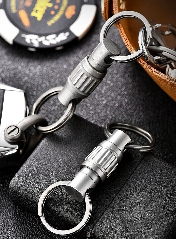 Titanium Quick Release Swivel Keychain EDC Car Key Holder with Double Key Rings 07FC0E-D4 - KOEEK