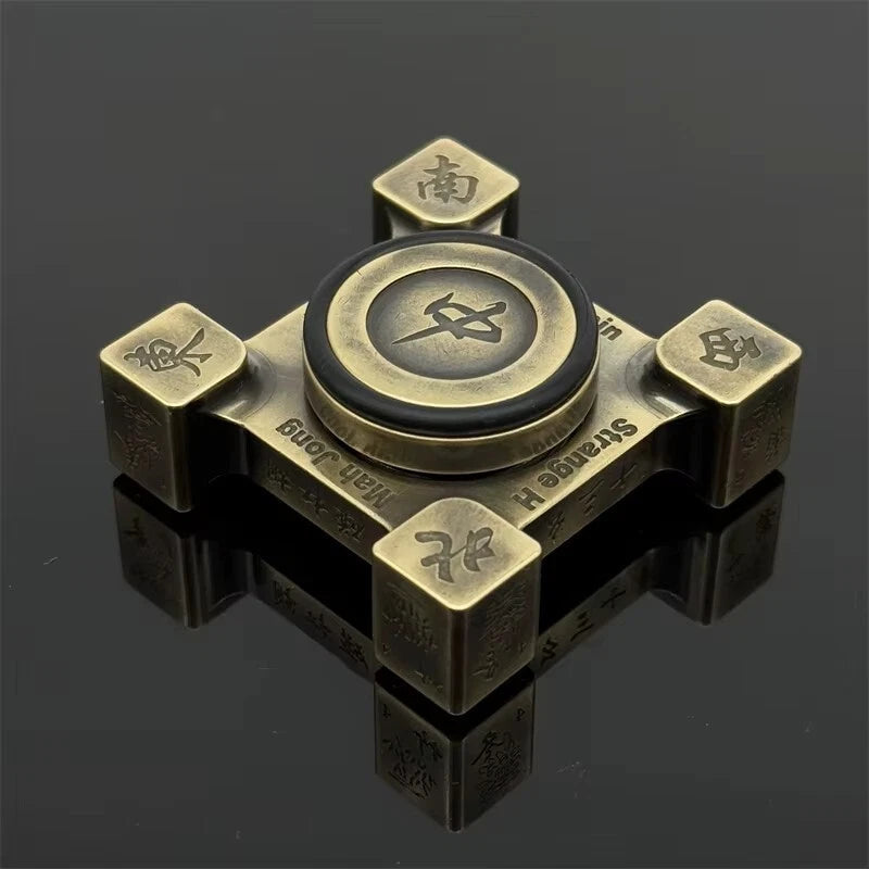 Brass Hand Spinner Retro Mahjong Pattern Poker Pattern EDC Fidget Spinner Toys 07FC0E-D4 - KOEEK