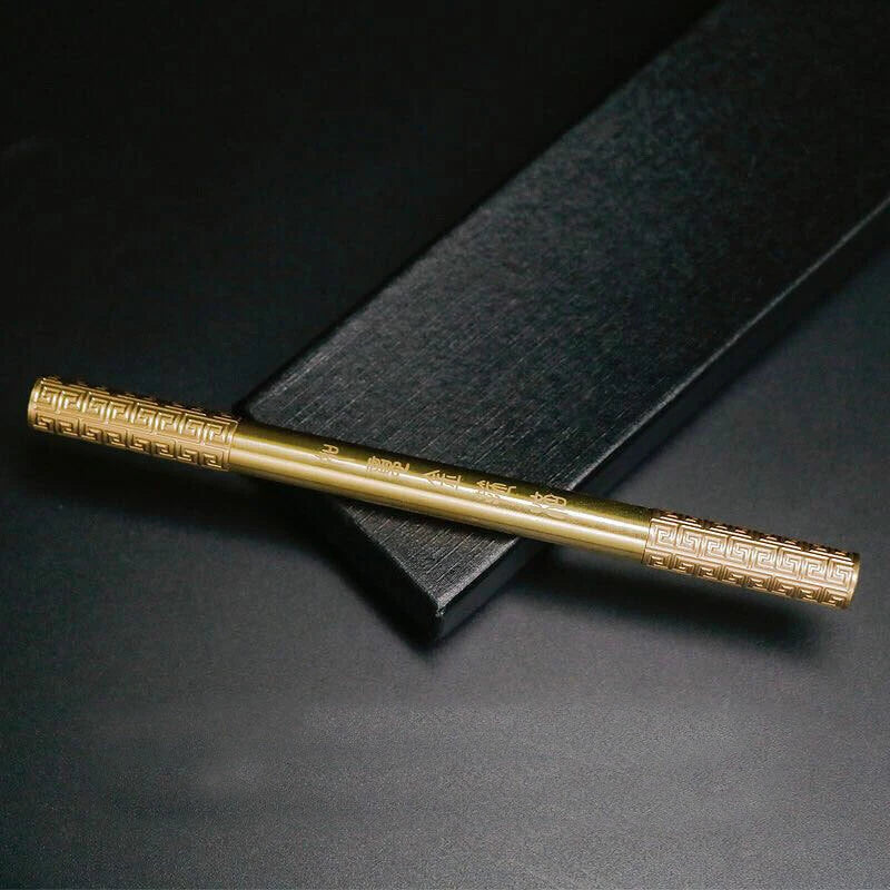 EDC Handmade Retro Solid Brass Golden Cudgel Style Ballpoint Pen Signature Pen 07FC0E-D4 - KOEEK