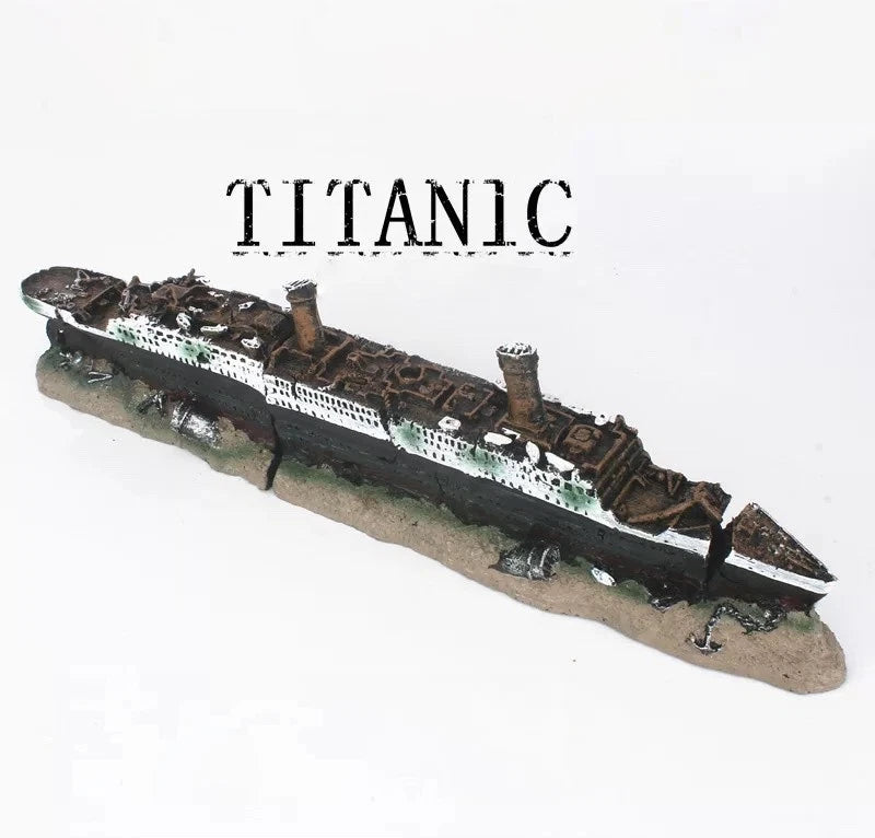 Titanic Sinking ShipAquariumDecor PirateAircraft Carrier Wreck Fish TankOrnament 07FC0E-D4 - KOEEK