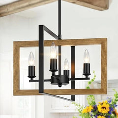 17” Farmhouse Chandelier for Dining Room Fixtures 4 Light Rustic Chandelier 07FC0E-D4 - KOEEK