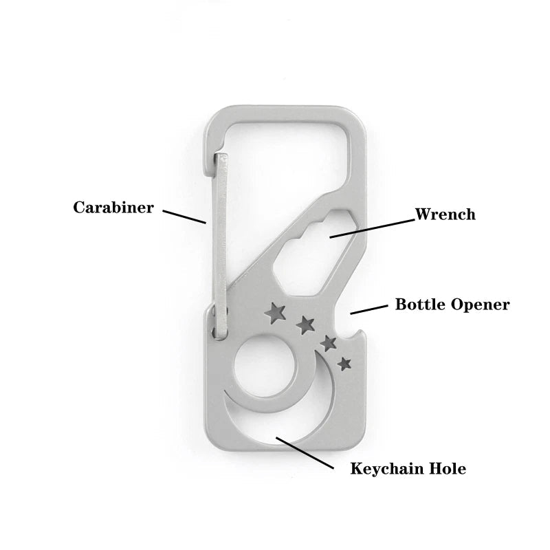 Titanium Alloy Pocket Key Chain Carabiner Bottle Opener Wrench Outdoor Multi EDC 07FC0E-D4 - KOEEK
