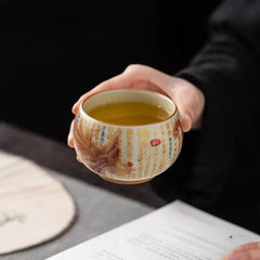 150ml Ceramic Ru Kiln Handpainted Dragon Phoenix Zen Tea-tasting Cup Master Cup 07FC0E-D4 - KOEEK