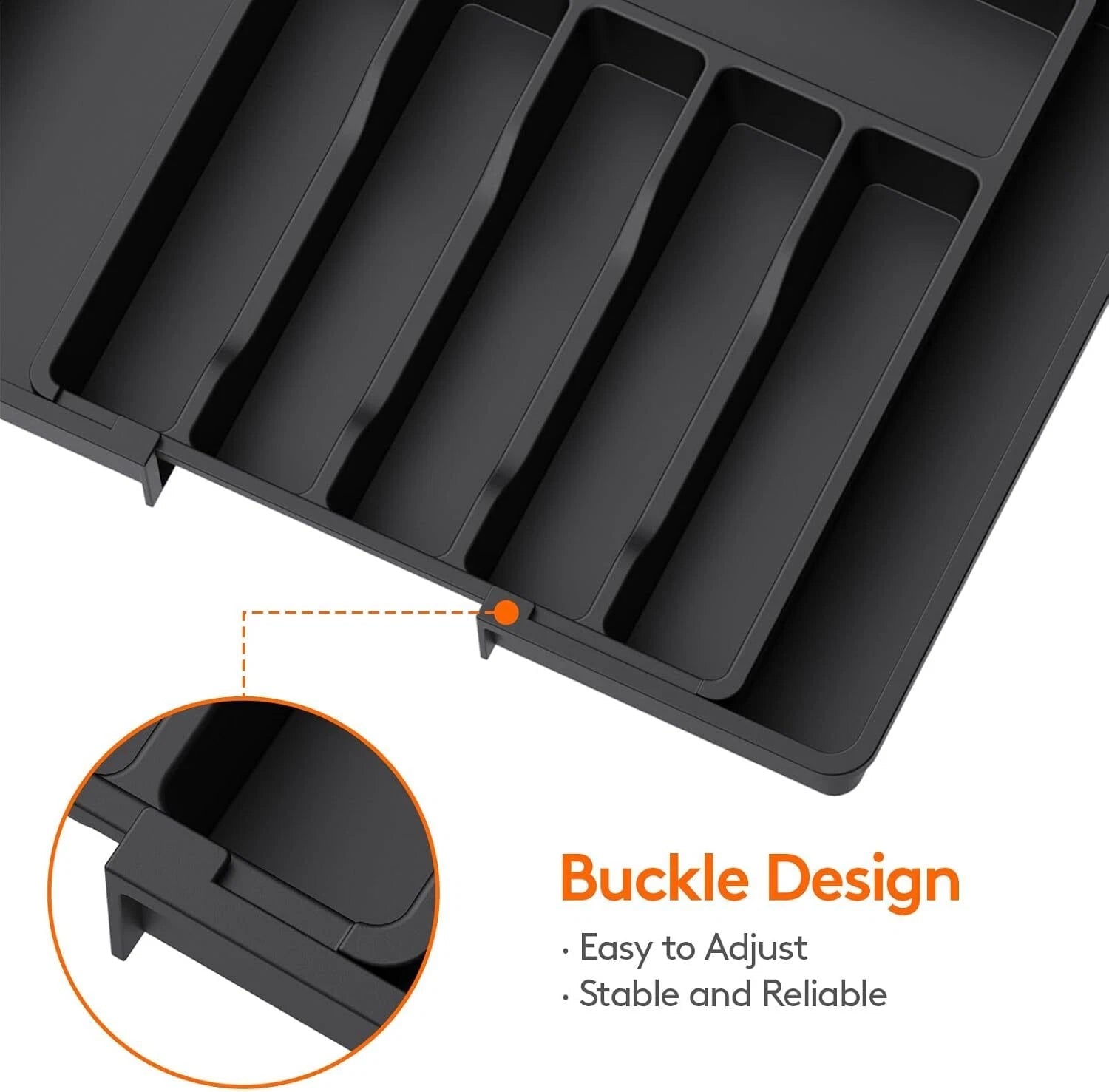 Silverware Drawer Organizer, Expandable Utensil Tray for Kitchen, BPA Free 07FC0E-D4 - KOEEK