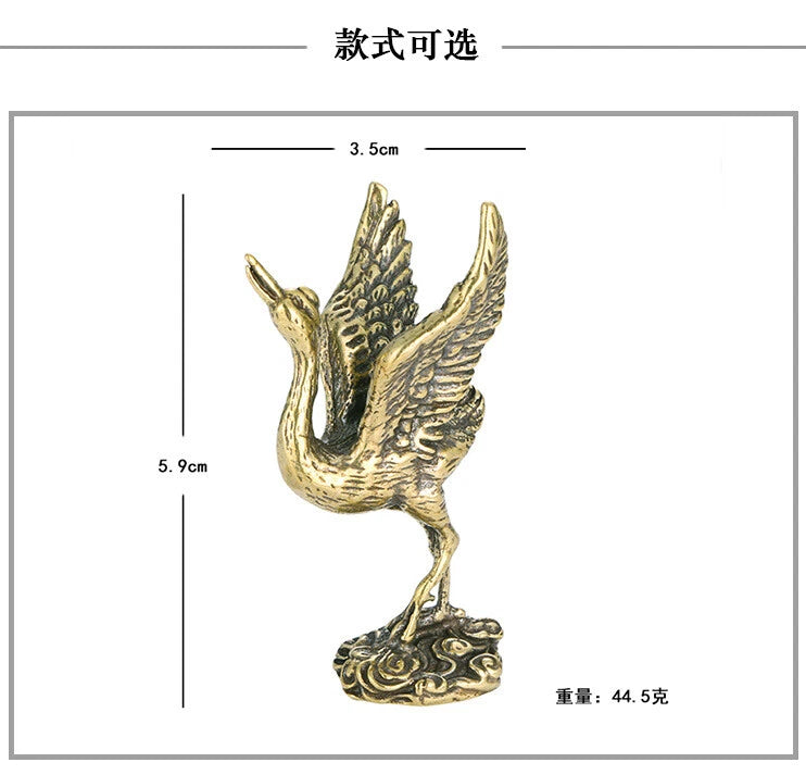 Solid Brass Crane Figurine Small Statue Home Ornament Figurines Animal Gifts Toy 07FC0E-D4 - KOEEK