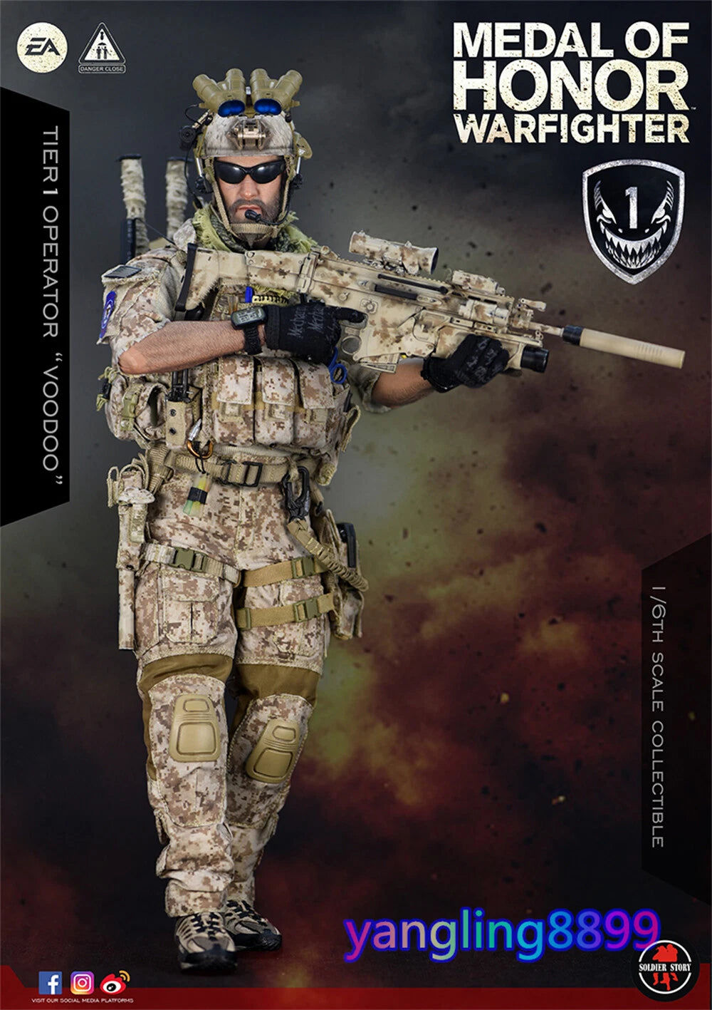 SoldierStory MEDAL OF HONOR WARFIGHTER TIER 1 OPERATOR "VOODOO" Action Figure BN 07FC0E-D4 - KOEEK