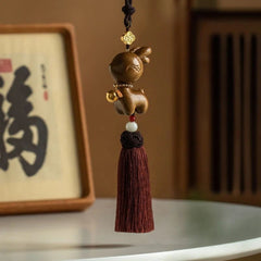 Natural Safe Journey Zitan Wood Car Hanging Pendant Rearview Mirror Decoration 07FC0E-D4 - KOEEK