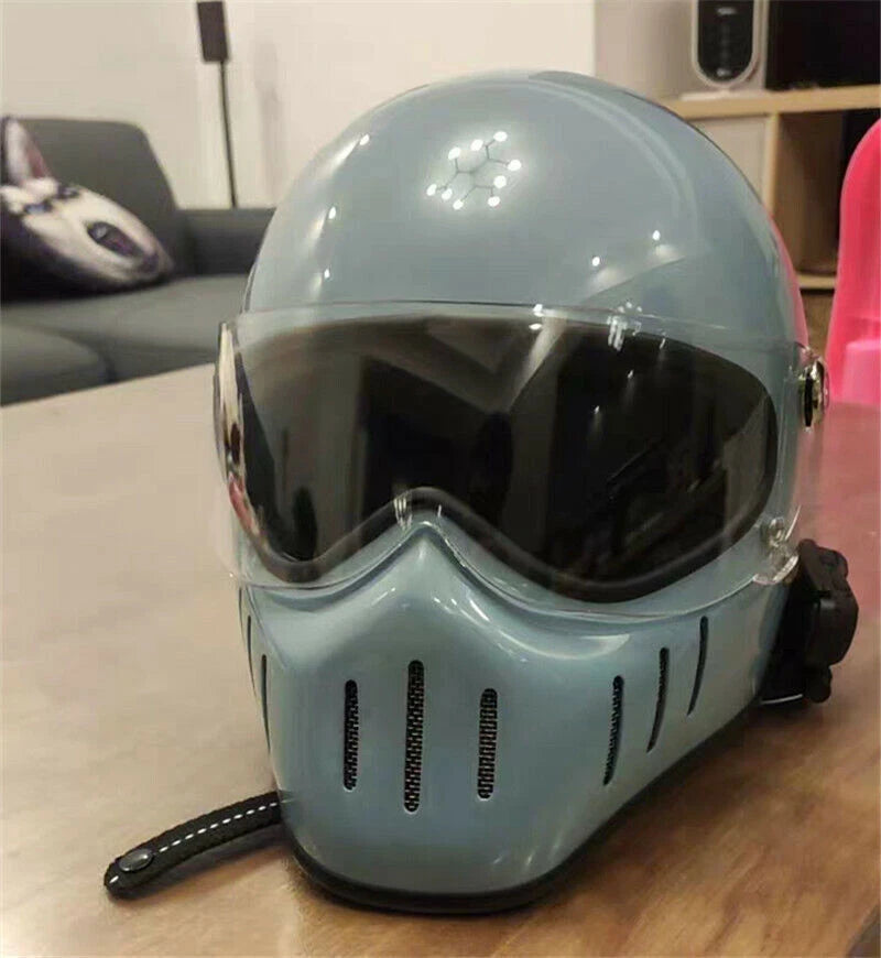 Full Face Vintage Helmet Lightweigh Anti-fog Glasses Motorcycle Helmet 07FC0E-D4 - KOEEK