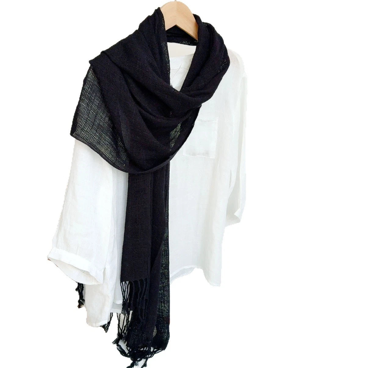 Mens Linen Cotton Soft Winter Warm Scarf Crochet Hollow Bandana Neckerchief Wrap 07FC0E-D4 - KOEEK