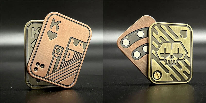 EDC Fidget Stress Relief Toy Skull Poker Style Push Slider Metal Fidget Spinner 07FC0E-D4 - KOEEK