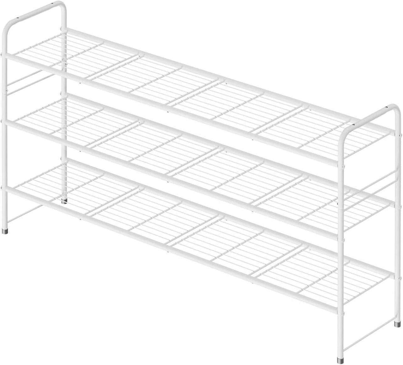 Three-tier shoe rack, suitable for wardrobes, 46.5-inch extra-long shoe rack 07FC0E-D4 - KOEEK