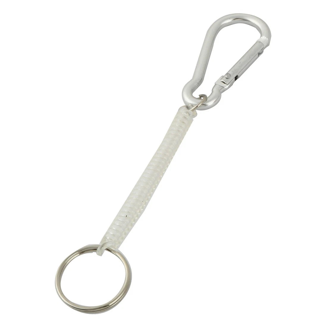 Carabiner Hook Beige Spring Elastic Plastic Coil Keychain Keyring Strap Rope 07FC0E-D4 - KOEEK