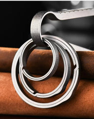 3PCS Titanium Alloy Round Keychain Rings Split Side Pushing Key Rings Heavy Duty 07FC0E-D4 - KOEEK