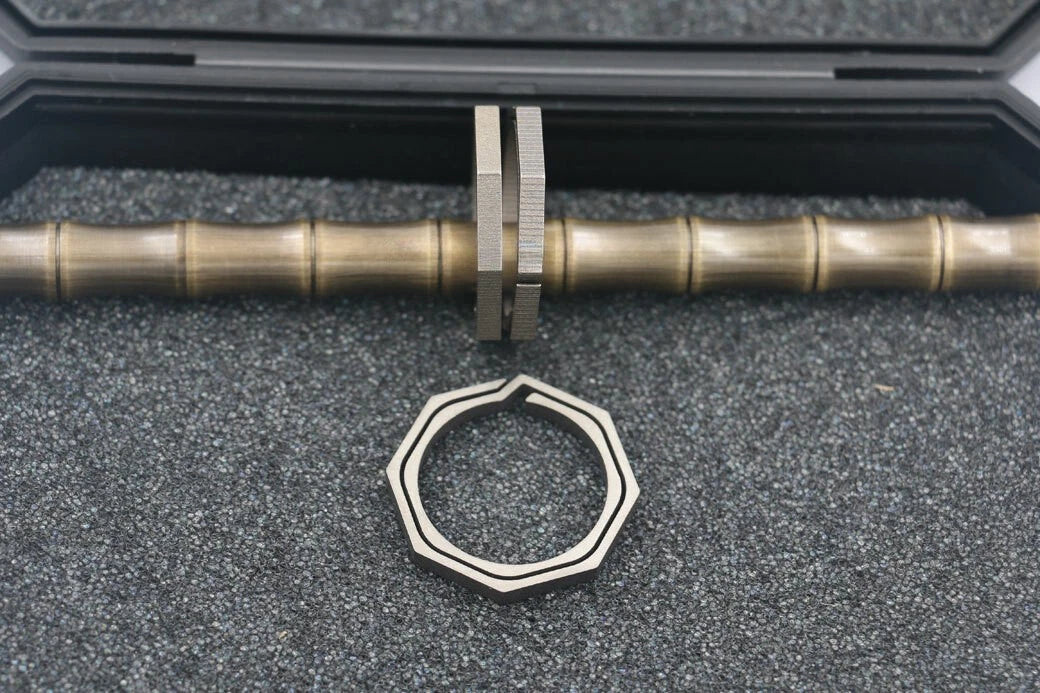 TC4 Titanium Outdoor Octagon EDC Key Ring Keychain Lightweight Hanging Buckle 07FC0E-D4 - KOEEK