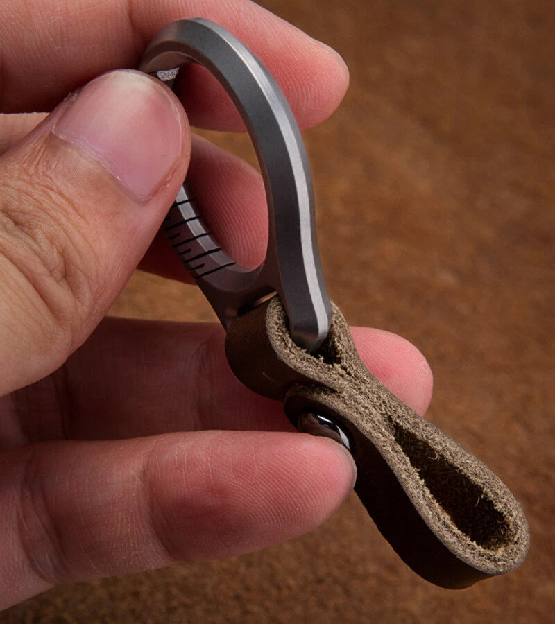 EDC Titanium Alloy Leather Porable Hanging Buckle Car Keychain Key Belt Waist 07FC0E-D4 - KOEEK