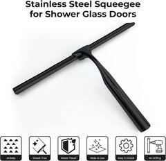 new Matte Black Shower Squeegee for Glass Doors with Adhesive Hooks, Squeegee for Sh 07FC0E-D4 - KOEEK
