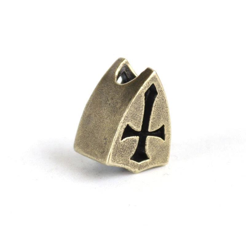 EDC Solid Brass Cross Mark Knife Bead Parachute Cord Pendant DIY Accessories 07FC0E-D4 - KOEEK