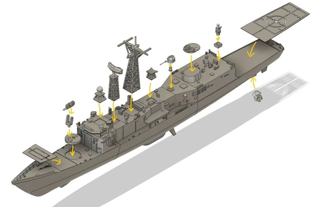 US Navy Perry-class Missile Frigate3D Printed High DetailStatic ShipDisplayModel 07FC0E-D4 - KOEEK