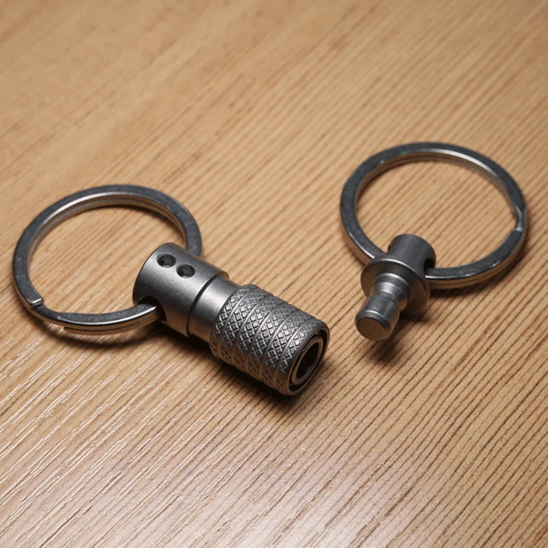 EDC Titanium Quick Release Swivel Key chain Buckle Portable Double w/ Key Rings 07FC0E-D4 - KOEEK