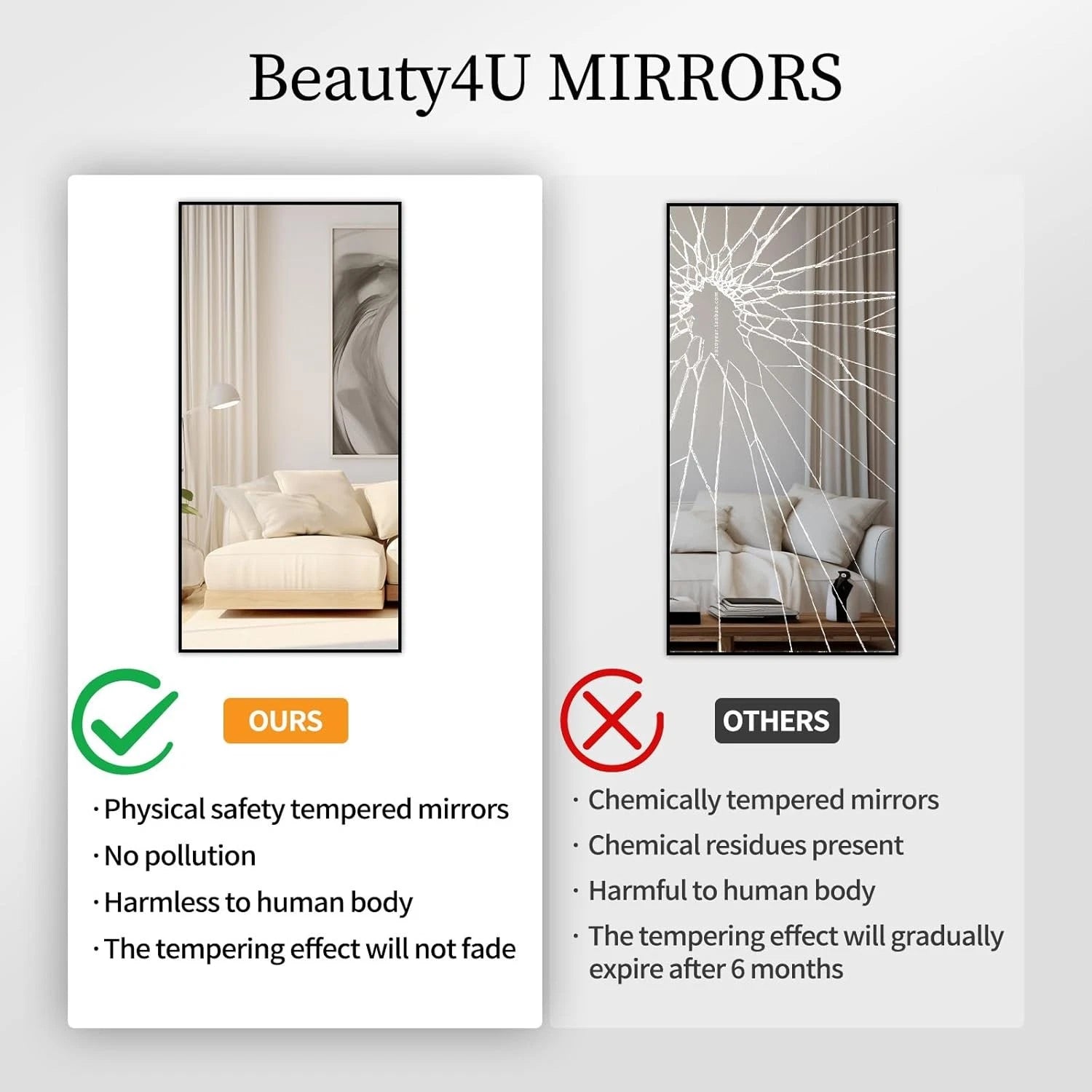 59"x16" Tall Full Length Mirror with Stand, Black Wall Mounting Full Body Mirror 07FC0E-D4 - KOEEK