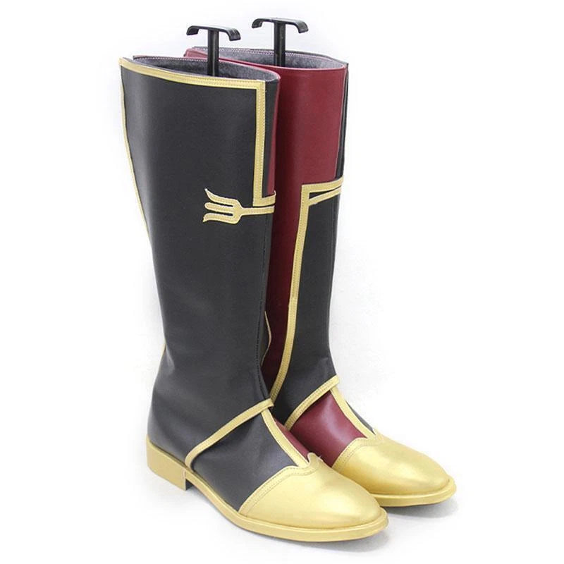 Cosplay LOL Arcane Silco Shoes Female Or Male Wine Red And Black Leather Boot 07FC0E-D4 - KOEEK