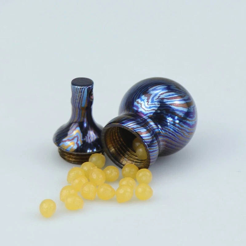 Titanium Timascus Waterproof Pill Container Gourd Box Keychain Pendant EDC 07FC0E-D4 - KOEEK