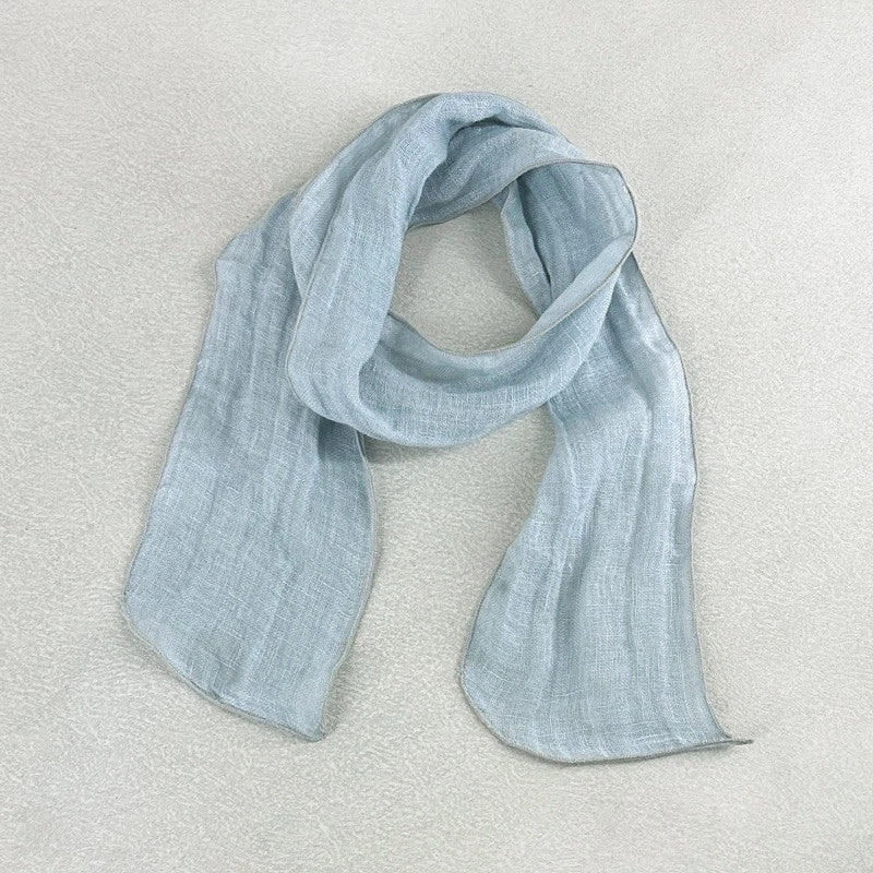 Womens  Linen Preppy Solid Necktie Thin Scarf Neckerchief Scarves Accessory 07FC0E-D4 - KOEEK