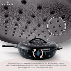 Cast Iron Skillet with Lid - 12"-inch Pre-Heated Lid Skillet Set Grill Safe 07FC0E-D4 - KOEEK