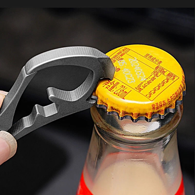 EDC Titanium Alloy Keychain Carabiner Waist Fast Hanging Buckle Bottle Opener 07FC0E-D4 - KOEEK