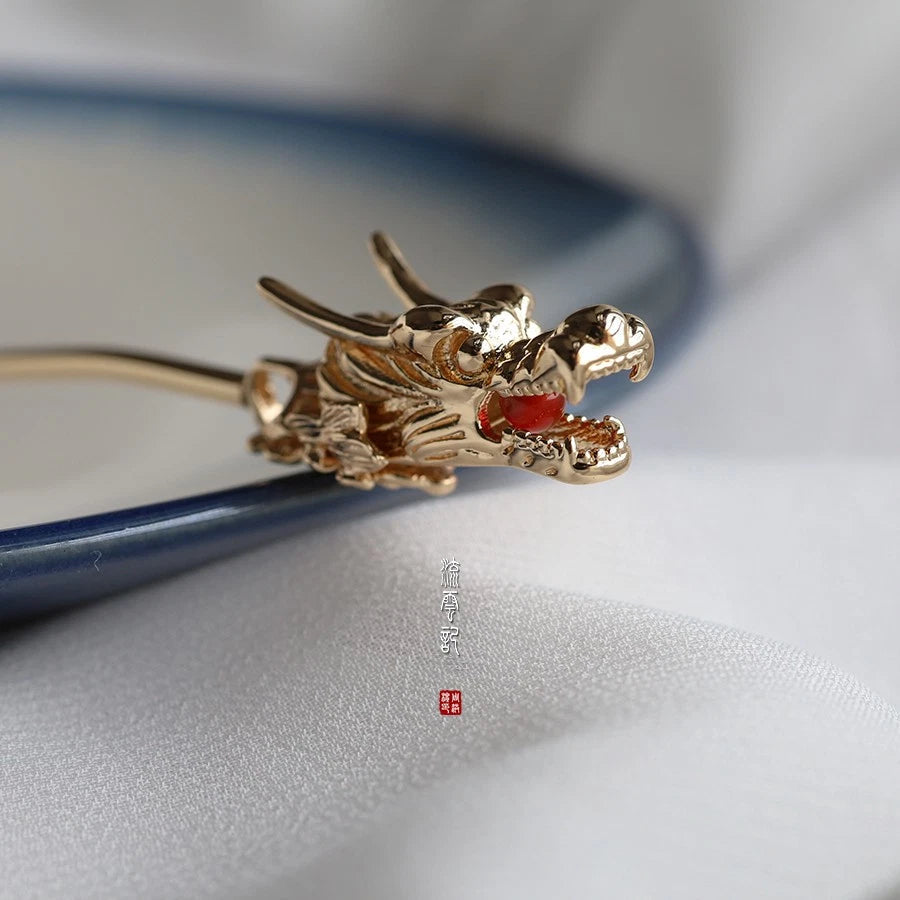 Ancient Hanfu Hairpin Hair Step Shake Headdress Hair Stick Dragon Head Stick A 07FC0E-D4 - KOEEK