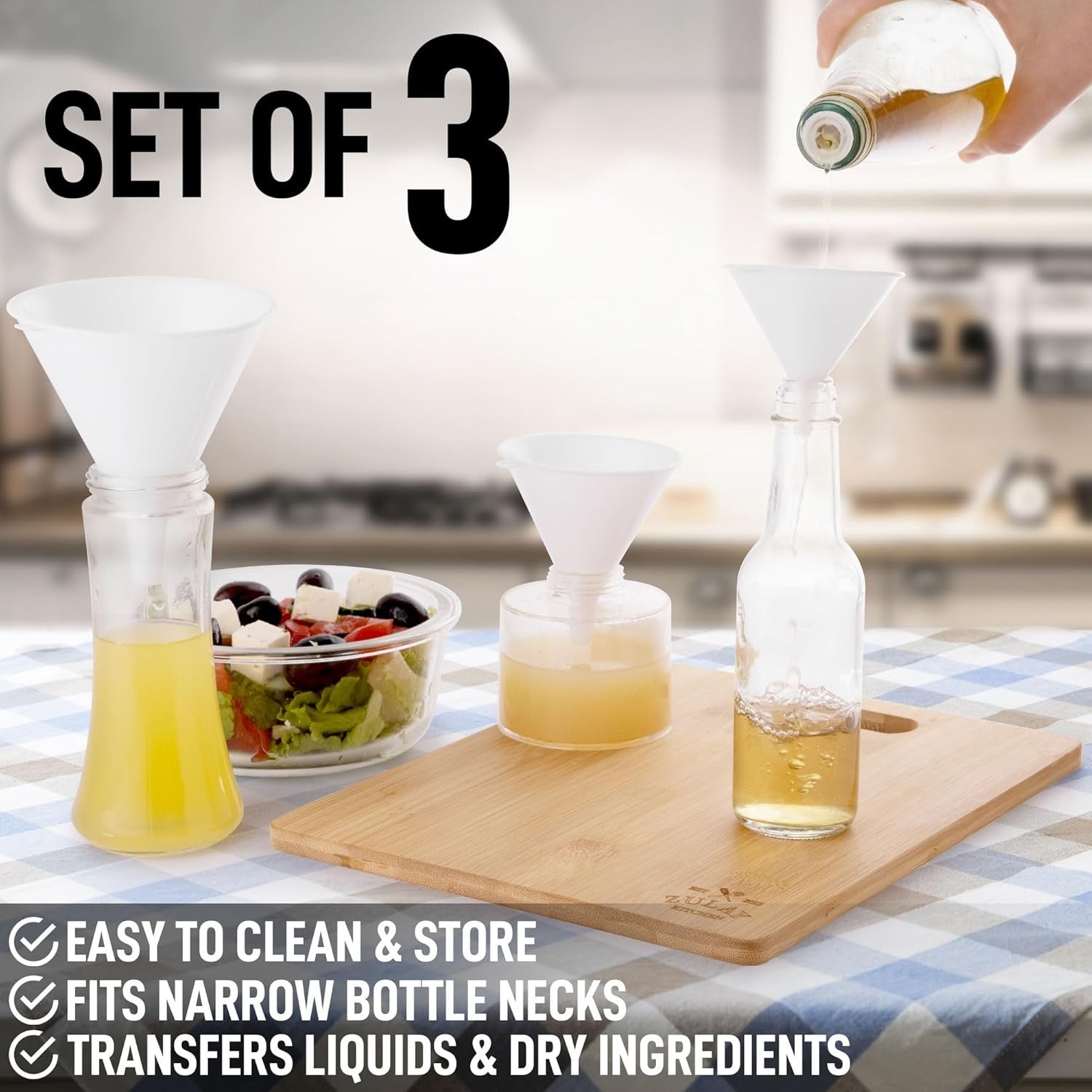 new Zulay 3-Pieces Plastic Funnel Set - Large, Medium, and Small Kitchen White 07FC0E-D4 - KOEEK
