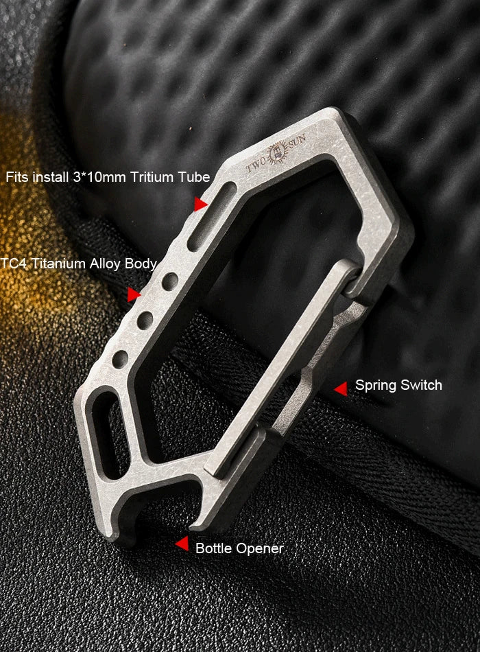 EDC Titanium Keychain Carabiner Car Keys Holder Organizer w/ Bottle Opener Tool 07FC0E-D4 - KOEEK