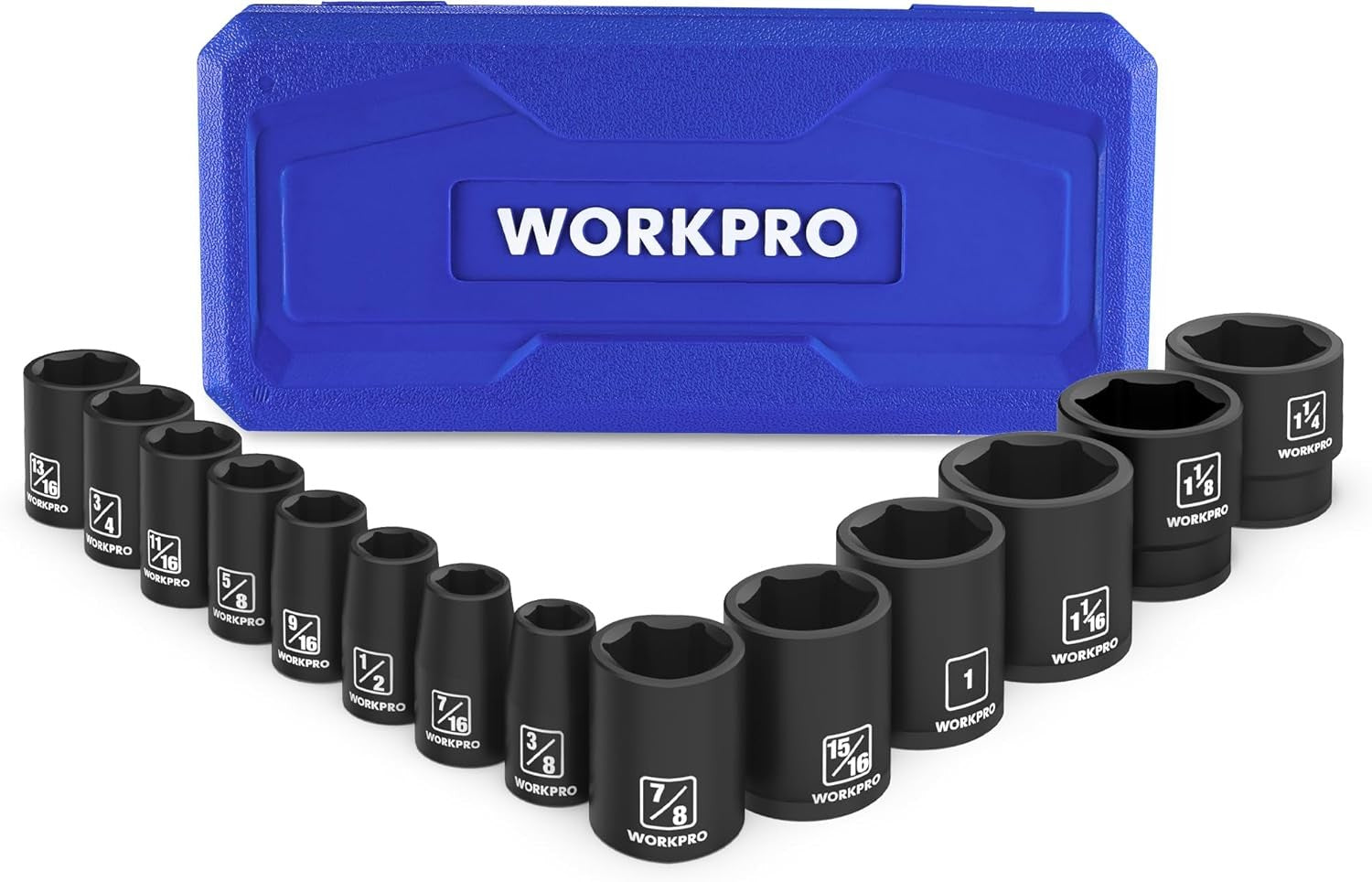 new WORKPRO 1/2” Drive Shallow Impact Socket Set, SAE Cr-V Steel 14PCS, WORKPRO - KOEEK