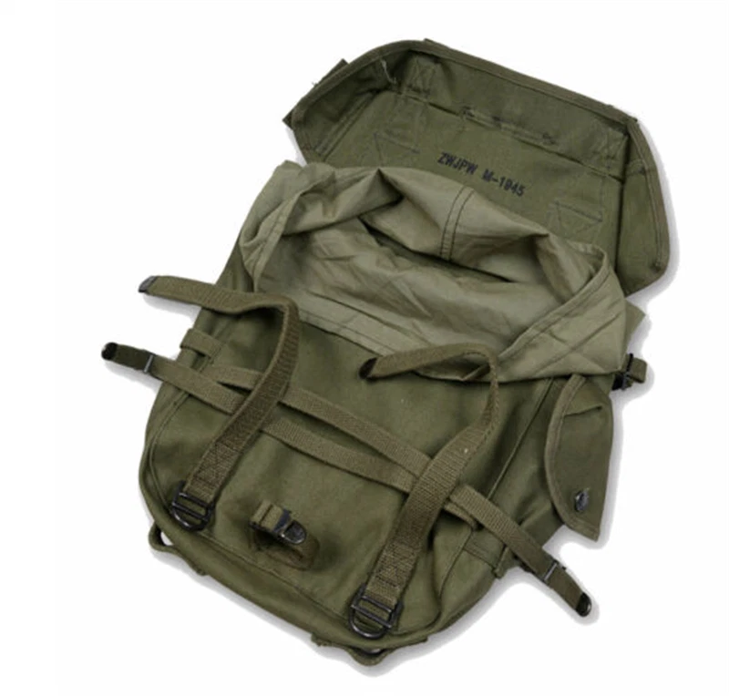 Replica WW2 US M1945 Haversack Military Backpack Combo Set X Strap Canvas Green 07FC0E-D4 - KOEEK