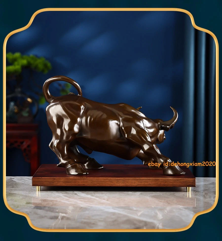 Brass Coffee Wall Street Bull OX Figure Statue Art Sculpture Office Home Decor 07FC0E-D4 - KOEEK