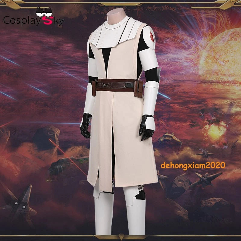 Star Wars The Clone Wars Obi Wan Kenobi Cosplay Costume Uniform Outfit Halloween 07FC0E-D4 - KOEEK