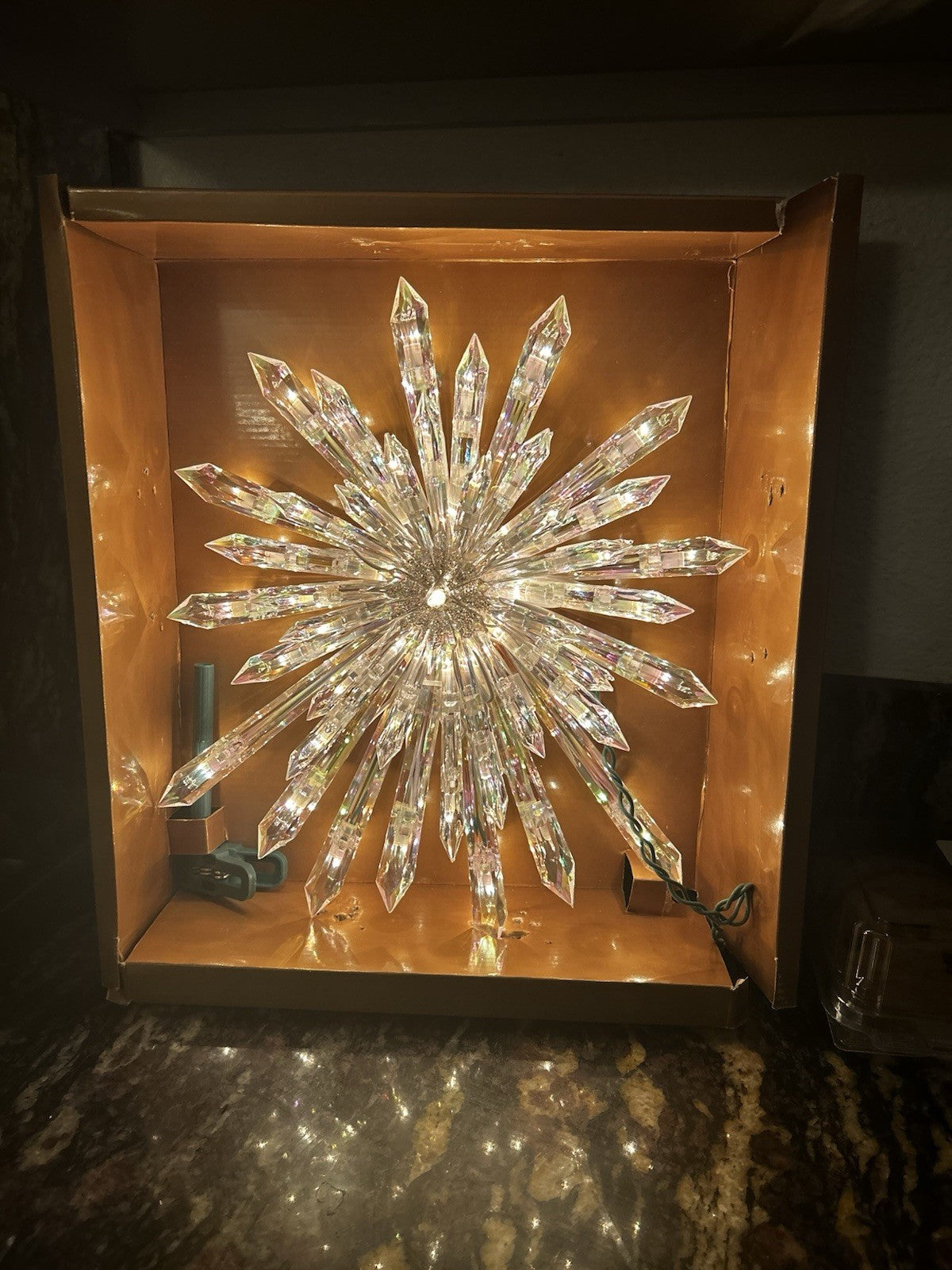 GE 50 Light Large Crystal Style Star Snowflake Christmas Tree Topper Big 14" GE - KOEEK