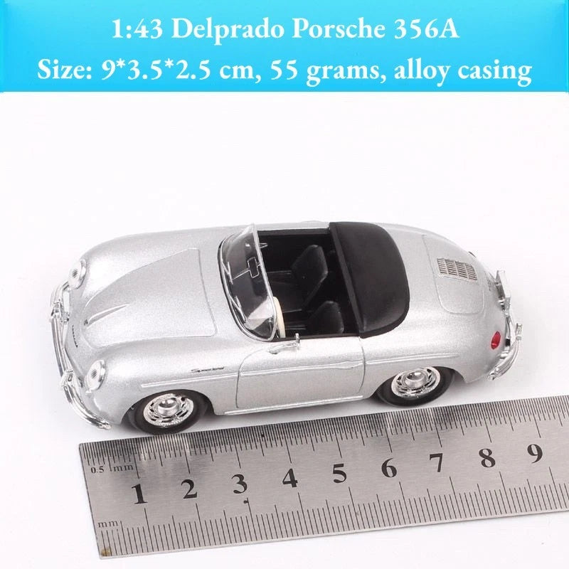 1:43 Porsche 356A Cabriolet Silver Diecast Model Classic Vintage Car Collectible 07FC0E-D4 - KOEEK
