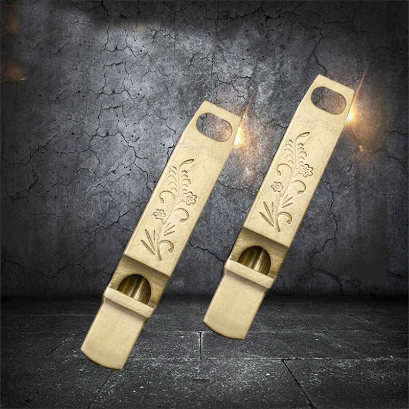High Decibel Brass Keychain Whistle Referee Holder Outdoor Survival EDC Tool 07FC0E-D4 - KOEEK