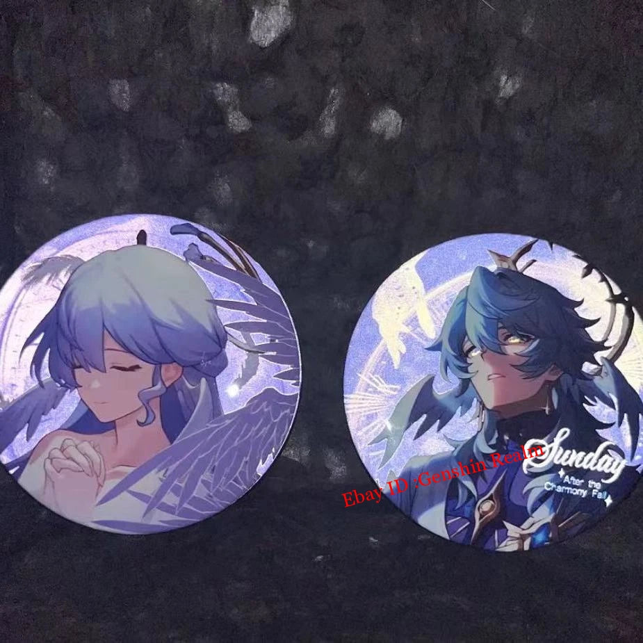 2Pcs/Set Anime Honkai: Star Rail Robin/Sunday Badge Light Reflection Pin Gift 07FC0E-D4 - KOEEK
