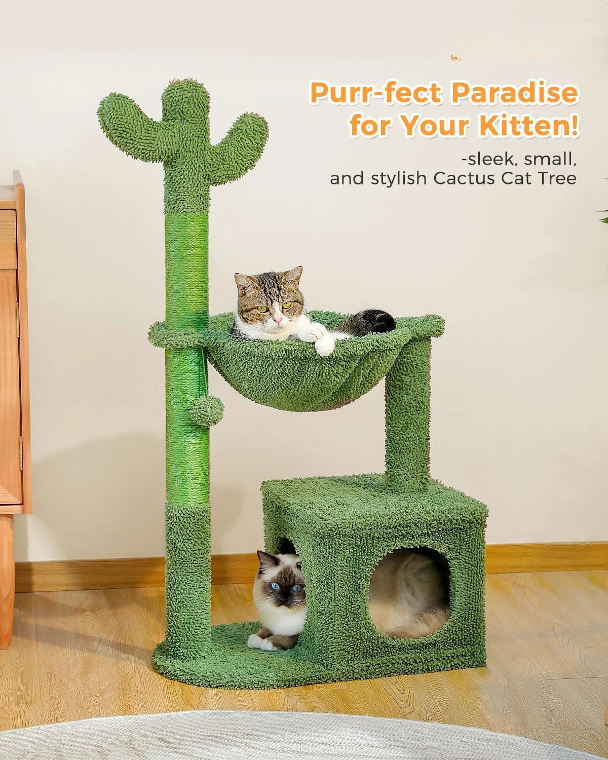 40” cat tower with large metal carpeted hammock, indoor scratching post for cats 07FC0E-D4 - KOEEK