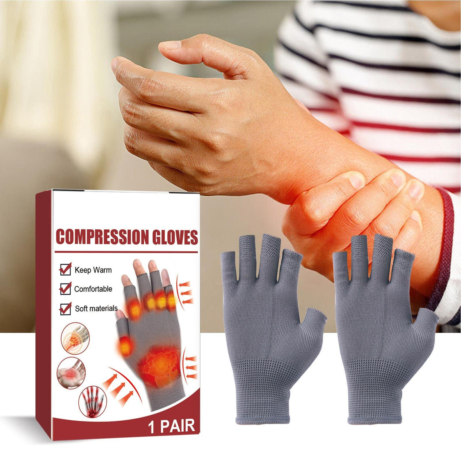 new Compression Gloves for Carpal Tunnel Fingerless Half Typing Open-Finger Gloves koeek - KOEEK