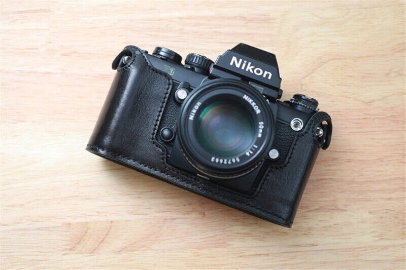 Handmade Leather Half Case Retro Protective Cover For Nikon F3 Camera 07FC0E-D4 - KOEEK