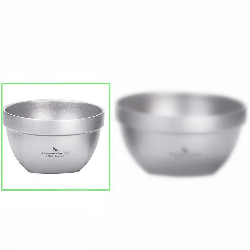 Titanium Bowl 500ml/800ml Double Wall Food Rice Soup Ultralight Metal Bowl Hot 07FC0E-D4 - KOEEK