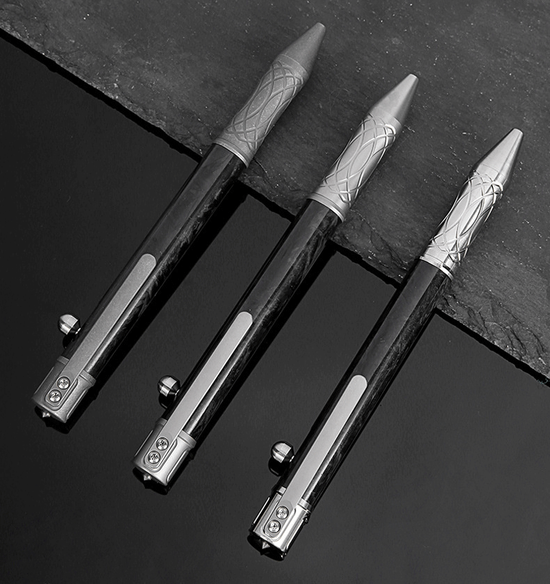 Titanium Carbon Fiber Pocket Ballpoint Pen Working Signature Pen Outdoor EDC 07FC0E-D4 - KOEEK