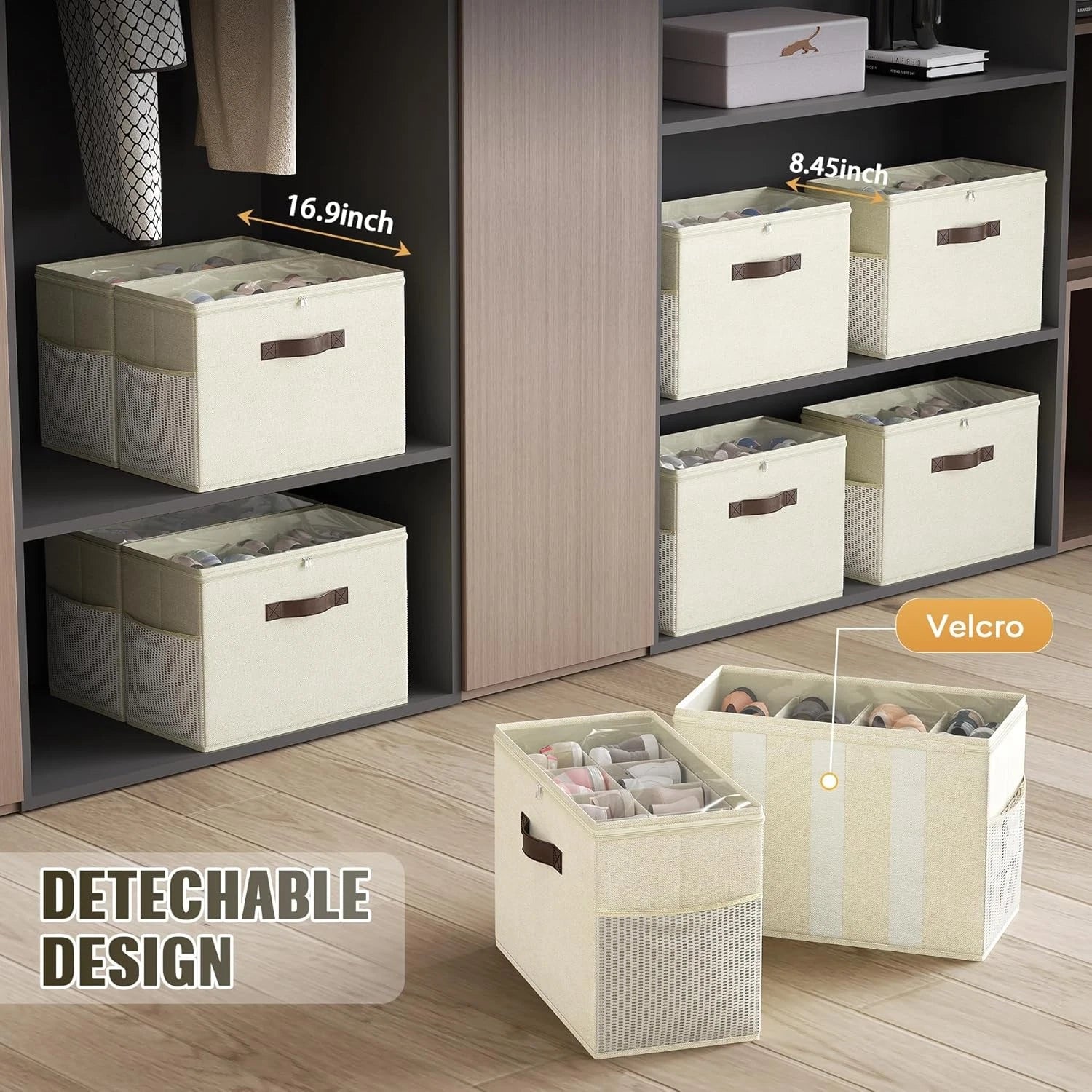2-piece shoe cabinet storage box,transparent foldable shoe boxadjustable shelves 07FC0E-D4 - KOEEK