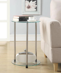 Classic Glass 2-Tier Round Table, 15.75(L) x 15.75(W) x 24.41"(H) 07FC0E-D4 - KOEEK