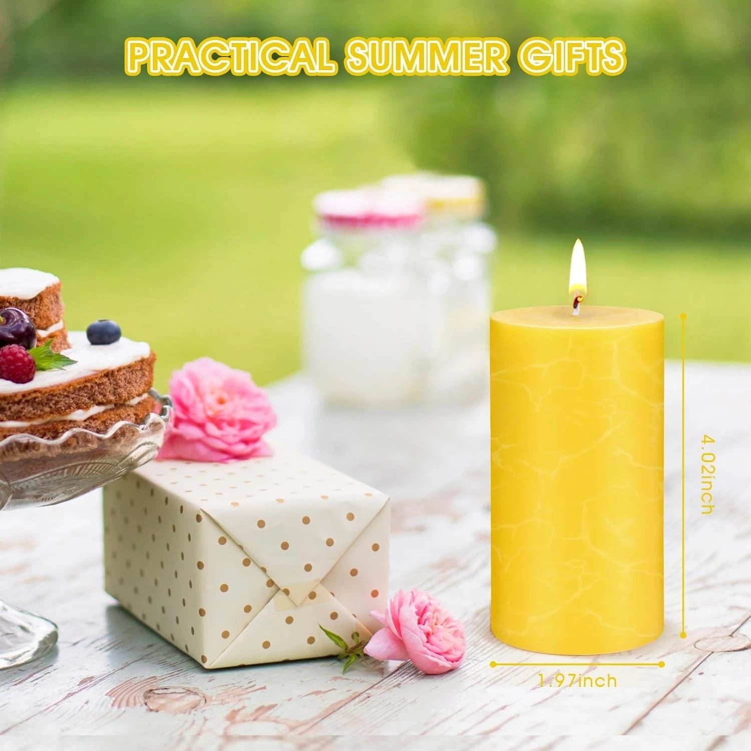 Large Lemongrass Candle, Lemongrass Scented Pillar Candle (2 inches x 4 inches) 07FC0E-D4 - KOEEK